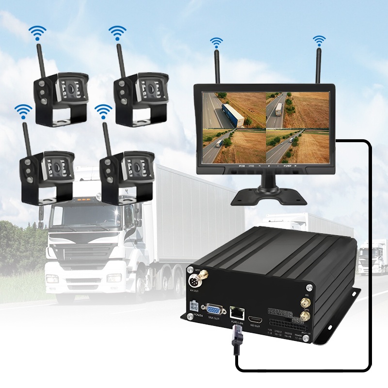 10.1 düymlük 4CH Simsiz HDD Mobil NVR Sistemi