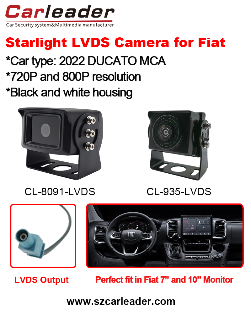 Carleader LVDS Avtomobil Arxa Görünüş Kamerası Fiat Ducato Üçün Uyğundur
