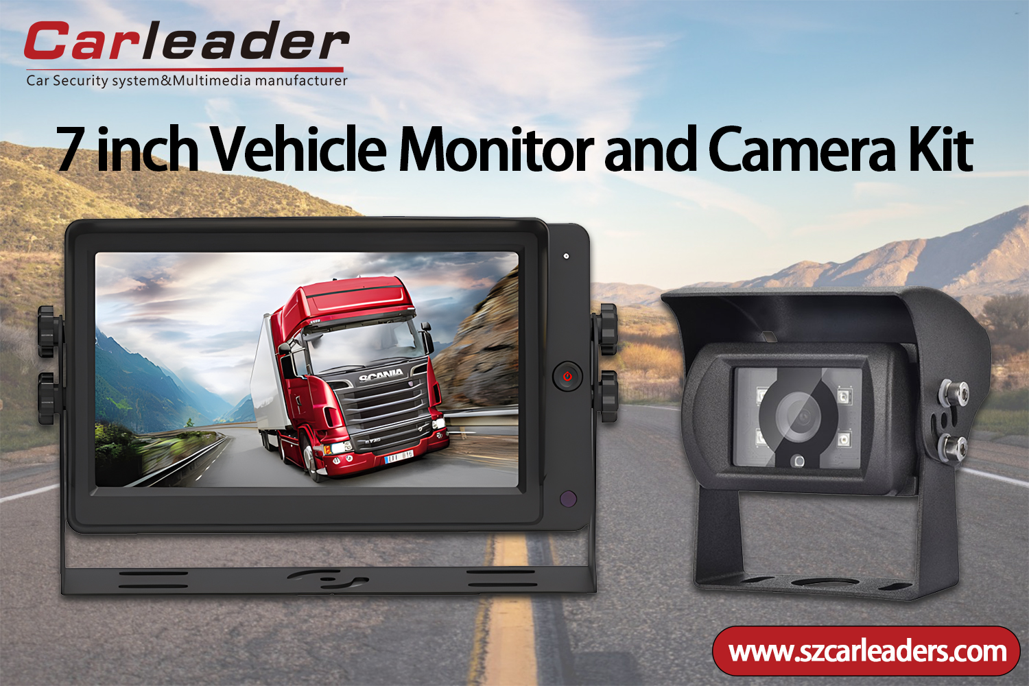 Tərs kamera ilə 7 düymlük arxa görünüş monitoru