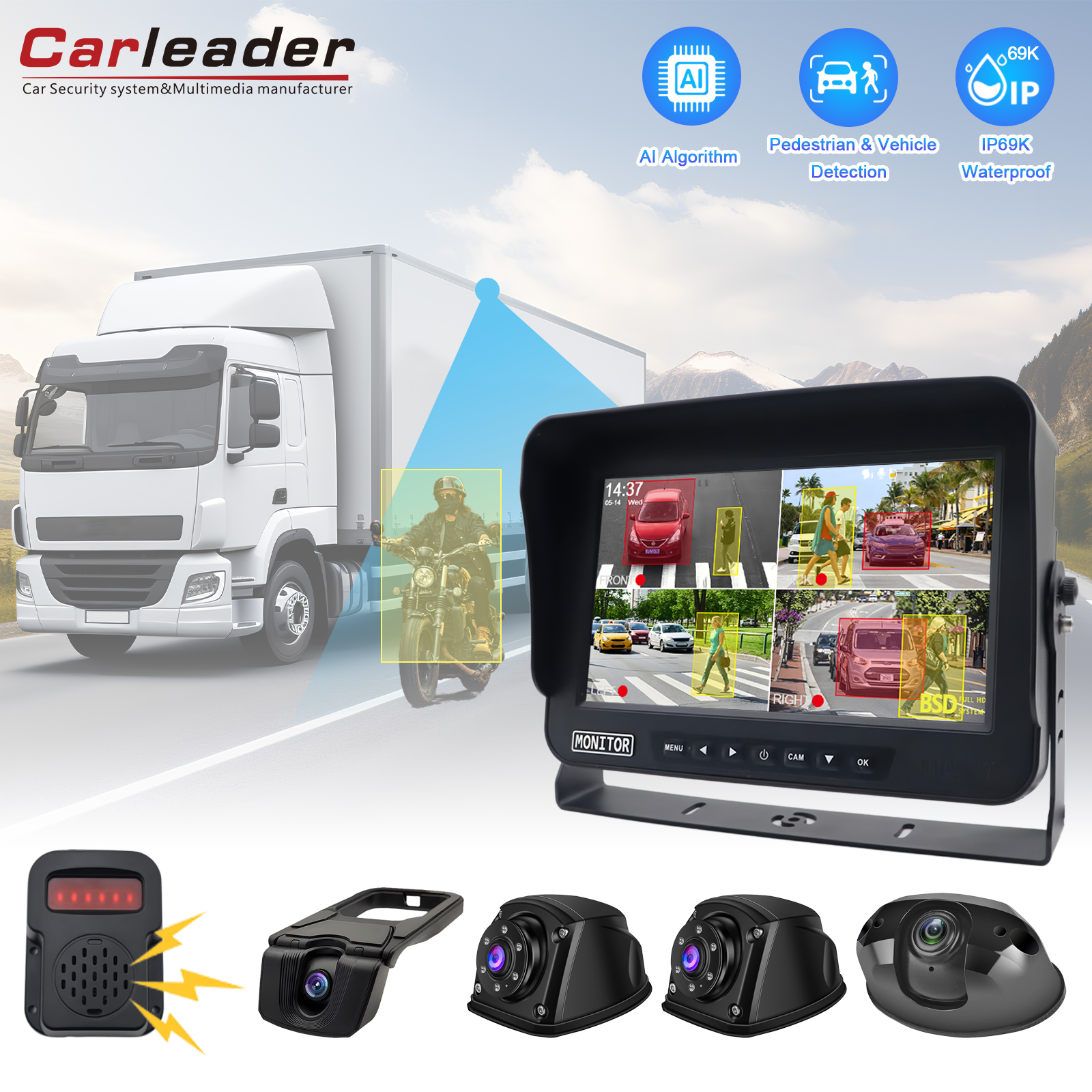 Carleader ilə sürücülük təhlükəsizliyini artırın 10.1 düymlük nəqliyyat vasitəsi BSD kor ləkə aşkarlama sistemi