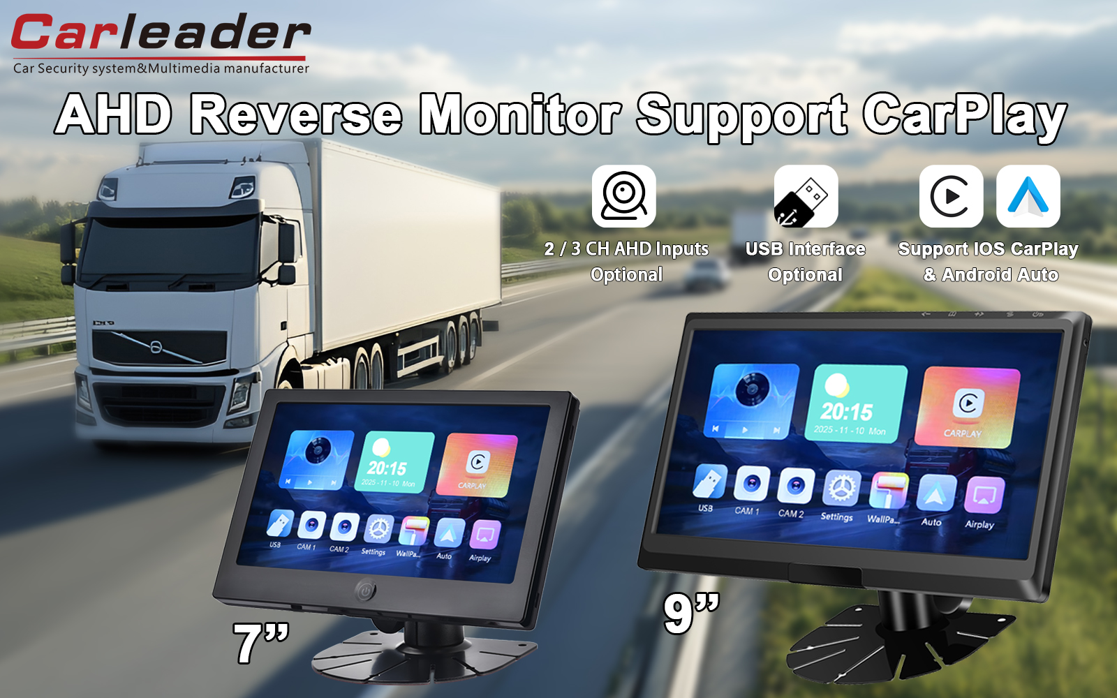 Carleader 9 düymlük IPS 2AV AHD Avtomobil Monitoru CarPlay Multimedia Dəstəyi: Daha Ağıllı, Daha Təhlükəsiz Sürməyə Şlüzünüz