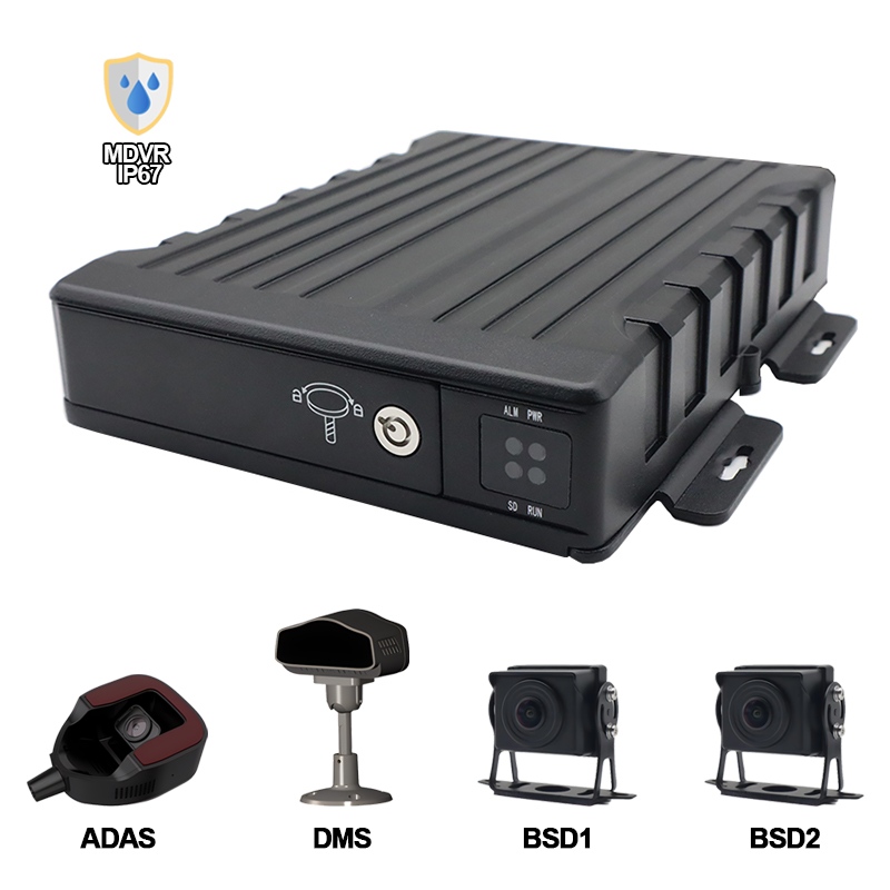 4CH IP67 Suya davamlı AI SD Mobile DVR dəstək ADAS + DMS + BSD