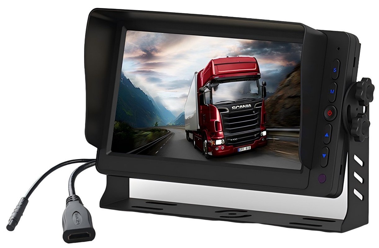 7 düymlük HDMI avtomobil monitoru, ikili AV girişi, əks tetikleyici və daxili dinamik