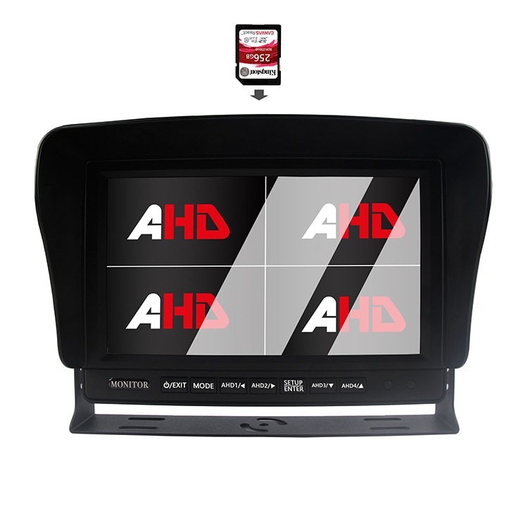 9 düymlük Quad Display Truck Video Recording AHD Monitor
